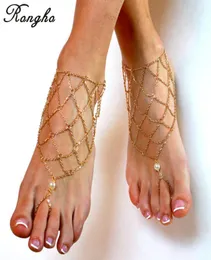 Nuove cavigliere sexy a catena metallica per donne sandali a piedi nudi braccialetti caviglia gamba oro caviglia bikini bikini spiaggia piede equante caviglia netta7649673