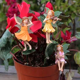 Garden Decorations 3pcs Mini Resin Playing Dance Flower Fairy Very Cute Model Pot And Sand Table Decoration Suitable As A Gift For F