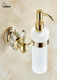 Europe Brass Crystal Liquid Soap Dispenser Antique Frosted Glass Container Bottle With Silver Finish Bathroom Products zy10 Y200408027116