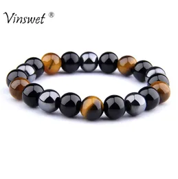 Natural Black Obsidian Hematite Tiger Eye Beads Bracelets Men for Magnetic Health Protection Women Jewelry Pulsera Hombre 240423