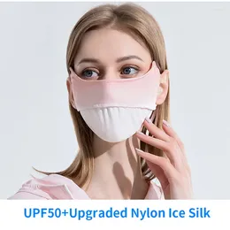 Halsdukar sidenmask för kvinnor andas mesh ansikte täcker solskydd halsduk mjuk justerbar anti-uv cykling springa sport