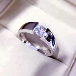 Pierścienie klastra wieczne 100 solidny s925 srebrny zestaw 6 mm 1ct symulowany diamentowy biżuteria zaręczynowa ślub dla mężczyzn Women4834562