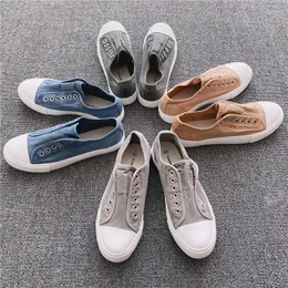 Casual Shoes Men Women Loafers Canvas Washed Korean Edition Korea Lazy Old Soft And Comfortable Classic Low Cut Couple