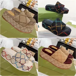 designer sandals famous women wedge slippers slides sandale flatform sliders shoes bottom flip flops summer casual beach sandal real leather top quality with box