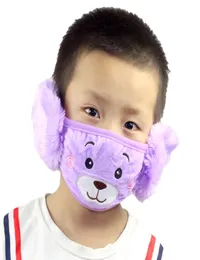 6style 2 Cartoon in 1 Bear Face Mask with Plush Earmuffs Thick and Warm Kids Mouth Masks Winter Mouthmuffle Gga366095101383