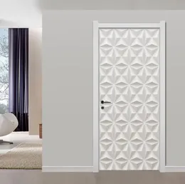 3D estéreo de textura branca de gesso geométrico Murais de padrão de parede Modern simples sala de estar decoração de casa PVC Art 3d Porta adesivos T29244909