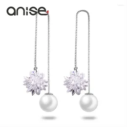 Dangle Earrings Anise Brand Excisite Crystal Flower Drop Snowflake ImitationPearls Tassel Earring Long Earline Women FashionJewery