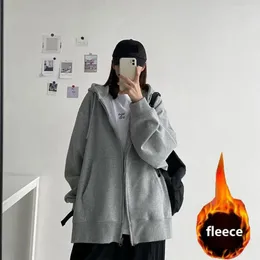 Women's Jackets Plus Size 6XL 150kg Thick Fleece Hooded Jacket Solid Color Winter Warm Outwear Long Sleeve Collar Big Coat