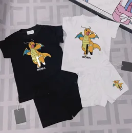 Summer Baby Clothing Sets 2024 New Luxury Print Kids Boys Tracksuit 100% Algodão Camisetas de manga curta com shorts Conjuntos de roupas infantis roupas infantis