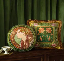 Cuscinetto cuscinetto Custine copre casse cuscino decorativo quadrato morbido per divano divano 18x18 pollici Alphonse Maria Mucha Art D3132583