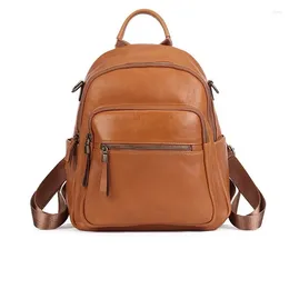 Bolsas escolares Nesitu de alta qualidade A4 Coffee Brown Black Full Full Full Leather Leather Feminino Backpack Cowel