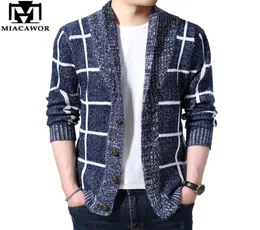 Sighi Miacawor Men Plaid Cardigan Men Autunno Magioni a maglia Autumia Maglietta maglieria Slimt Fit Pull Homme Drop Y162 2011161646774