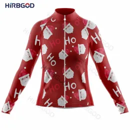 Racing Jackets HIRBGOD 2022 Red Cute White Beard Christmas Women's Long-Sleeved Cycling Jersey Autumn Quick Dry Top Wear Clothes 302T
