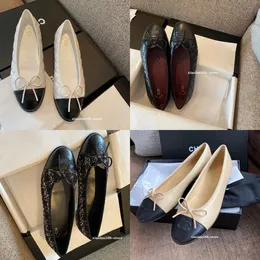 Frankreich Designer Schuhe Schwarze Ballett Flats Schuhe Damenkanal Luxus gesteppt echtes Leder Ballett Schuhe Runde Zehen Damen Kleiderschuhe Marke Zapatos de Mujer 35-42