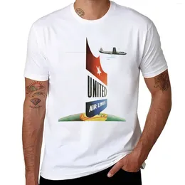 Erkek tankının üstleri 1950'lerin seyahatleri. United Airlines T-Shirt Sweat Shirts Man Giysileri Erkek Grafik T-Shirts Anime