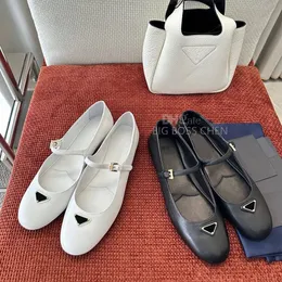 Toppkvalitet rund tå Mary Jane skor balettlägenheter med en rem kvinnors platt loafers klänning skor lyxig designer sko fabrikskor med låda