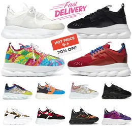 Free Shipping Designer Chain Reaction Men Women Shoes Rubber Suede Triple Black White Pink Red Brown Orange Blue Baroque Print Mens Casual Trainers Platform