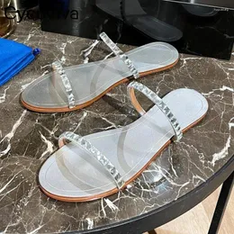 Slippare Summer Brand Crystal Slides Fashion Flat Women Come Holiday Beach Shoes For Woman 2024 Sandalias Mujer