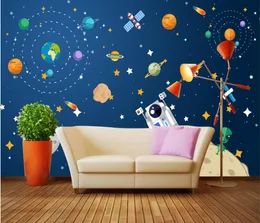 3d po wallpaper on the wall custom mural Hand drawn cartoon cosmic starry spaceship Home decor living Room wallpaper for walls 4456071