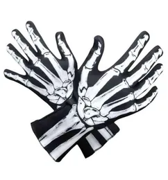 Szblazse Brand New Halloween Masquerade Szkieletowe rękawiczki Ghost Bone Reaper Print Cosplay Pełne palec Rękawiczki Skull Opera Rękawiczki T22084908816