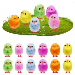 Party Decoration Mini Easter Chicks Pack 18Pcs Fake Pom Cute Chenille Small Chicken Figurines Favors Table