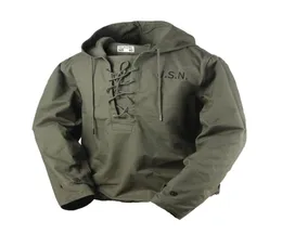USN Wet Weather Parka Vintage Deck Giacca Pullover Lace su Uniformi WW2 MENS MENS BAVICA Giacca con cappuccio con cappuccio con cappuccio dell'esercito Green 2011237442733