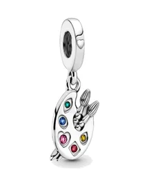 Fine jewelry Authentic 925 Sterling Silver Bead Fit Charm Artist's Palette Dangle Charms Bracelets Safety Chain Pendant DIY beads9462723