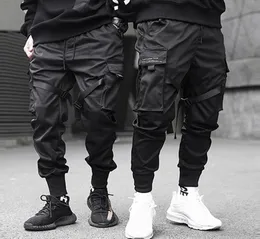 Aelfric Eden Ribbons Hip Hop Cargo Pants Men Black Pocket Streetwear Harajuku Techwear Pants Calzanti Harem Joggers Panelli della tuta 2012699086