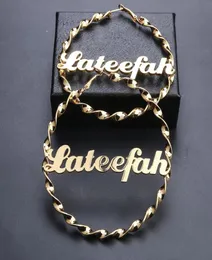 Lateefah Stainless steel 84mm Custom Name Earrings Personalized Fashion Charming Earrings Name Style Custom4605096