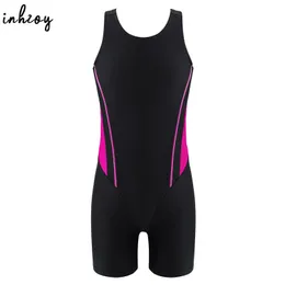 Kinder Mädchen Legsuit Badeanzug ärmellose ein Stück Badebekleidung Sport Rashguard Shorty Schweinsanzug Surfen Schwimmanzug Bodysuit 240430