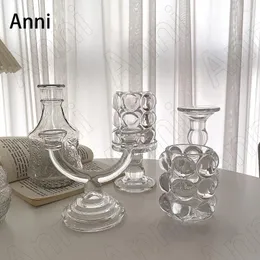 Kerzenhalter Kreativ geformte Glashalter Nordic Modern Relief Craft Candelabro Cristal Ornamente Center Tisch Wohnzimmer Dekoration