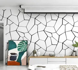 Neu veröffentlichtes Nordic Style Wallpaper Black White Geometrisches Muster 3D Stereo moderne minimalistische PVC -Wallpapier2401312