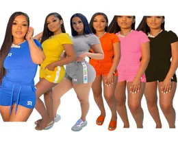 Roupa de roupas esportivas femininas Duas peças definem trajes curtos shorts de manga curta Top Madies Calças Ternos 2021 Venda KLW62497639537