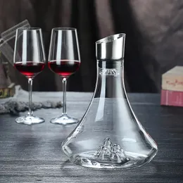 High Grade Guanshan Style Decanter Borosilicate Glass Wine Bottle Dispenser Snow Mountain Shape 1800ml Red 240429