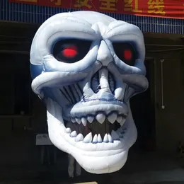 Partihandel Crazy Halloween Decoration Giant Flatable Skull Head Hanging Skeleton Model With Internal Blower for Event Stage