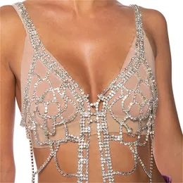 Spersonalizowana pusta kryształowy łańcuch stanika moda lśniący bankiet Party Rhinestone Ciało piersiowe akcesoria biżuterii 240423