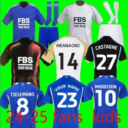 24 25 Maglie da calcio Leicester Barnes Tielemans a casa 3a Vardy Maddison Iheanacho Ayoze Ndidi Daka Lookman City Home 2024 2025 Vardy Football Uniforms uomini bambini bambini bambini