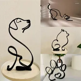 Decorative Figurines ROTORS Dog Minimalist Art Sculpture Metal Abstract Line Geometric Drawing Statue Creative Puppy Ornaments