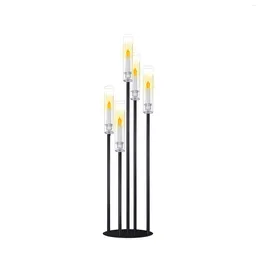 Titulares de vela Black diminua para velas led metal 5 braços candelabra castlestick noivado de noivado de decoração