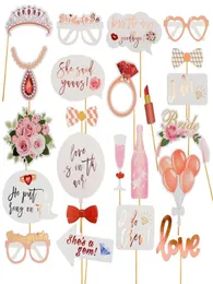 23PCSSET WEDDING POブースの小道具と結婚したばかりのPobooth Party Decorations Bridal Shower Bachelorette Accessories Bathing244v2026305