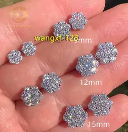 Pass Diamond Tester Classic Flower cluster Moissanite Stud Earrings 925 Sterling Silver Moissanite Hip hop Earring for unisex