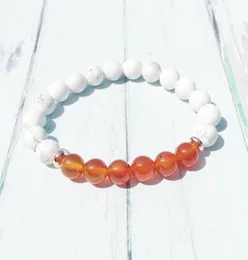 MG0442 8 mm Carnelian Womens Armband Howlite Emotional Balance Armband Natural Gem Stone Handgjorda armband hela1829418