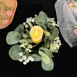 Держатели свечей шелковое цветочное кольцо искусственное эвкалиптовое листья венки гирлянда для фестиваля фестиваля камина