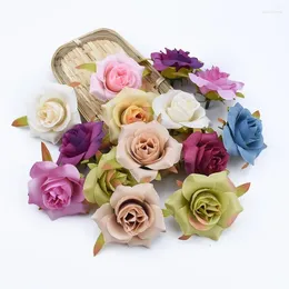 Dekorativa blommor 10st Silk Roses Artificial S for Christmas Wedding Home Garden Arches Wall Scrapbooking DIY Presentlåda