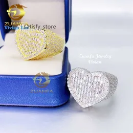고품질 925 스털링 실버 VVS Moissanite 또는 CZ 지르콘 다이아몬드 힙합 미세한 보석 반지