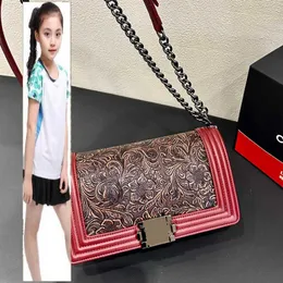 Kids Bags Luxury Brand CC Bag Classic Full Flap Emboss Camellia Bags Aged Silver Metal Chain Crossbody Shoulder Handbags Red Black White Luxury Designer Outdoor Saco