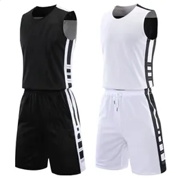 Herr och kvinnor dubbelsidig basket Jersey College Mens Reversible Basketball Uniform Sportswear 240425