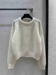 Kvinnors tröjor Designer Designer Jacquard Pullover Sweater - Vår 2024 Milan Runway Collection BW16