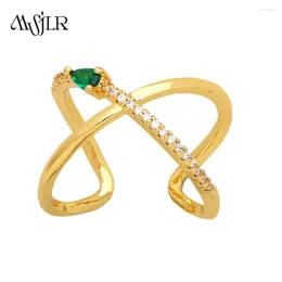 Cluster Rings MVR-028 2024 Bohemian Zircon Ring Sale Party Women Jewelry Lady Charming Hip- HopTrend Accessory Gold Plated Adjustable