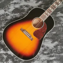 41インチJ45型、日没色、光沢のある塗料表面、固体木材研磨面、電気アコースティックウッドギター